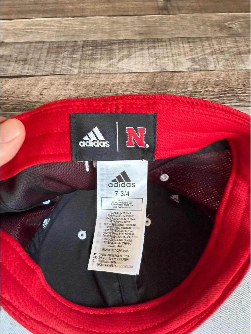 Nebraska Cornhuskers Red Adidas Fitted Hat Size 7 3/4